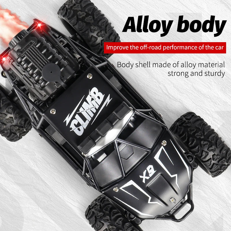 New RC Cars 20KM/H 2WD Remote Control Car 1:16 Off-Road All Terrain Truck Metal Shell LED Headlights Hobby RC Vehicle Toys Gifts