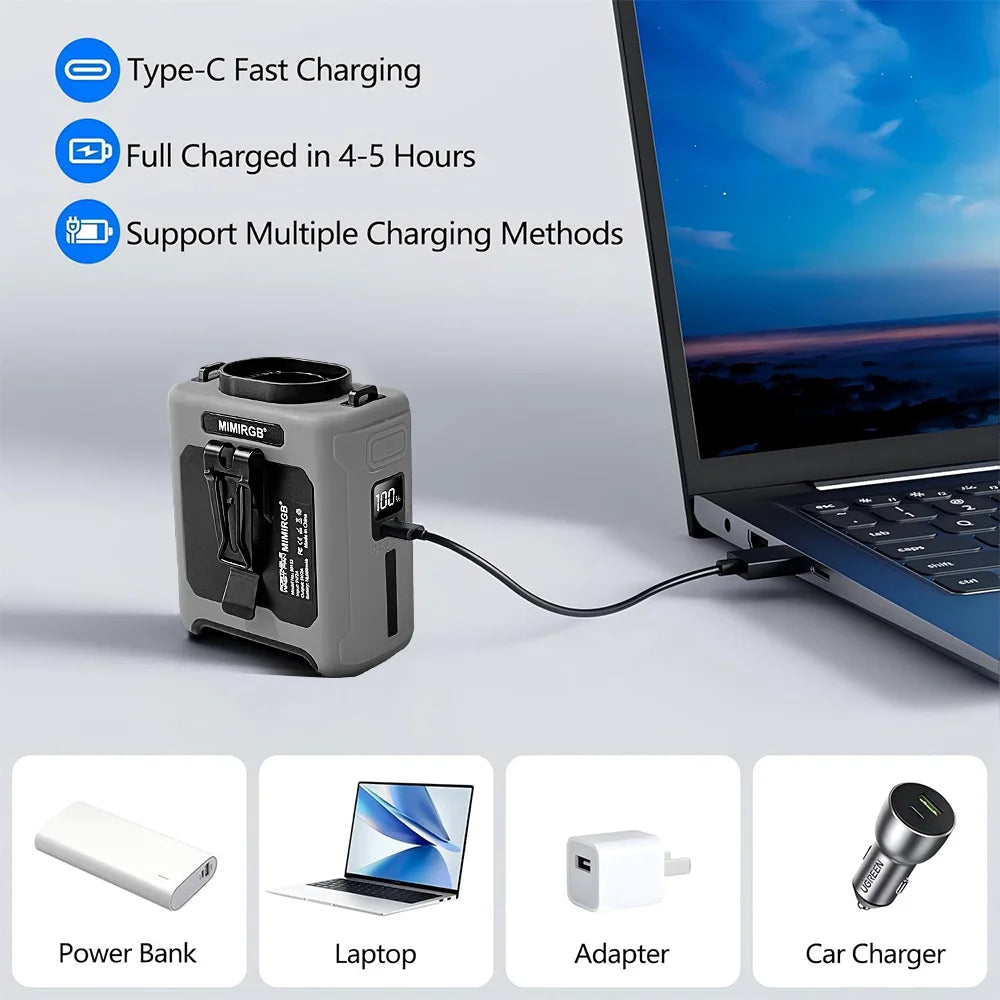 20000mAh Rechargeable Waist Fan Portable Hands Free Mini Fan With Power Bank Flashlight 5 Speeds For Outdoor Activities