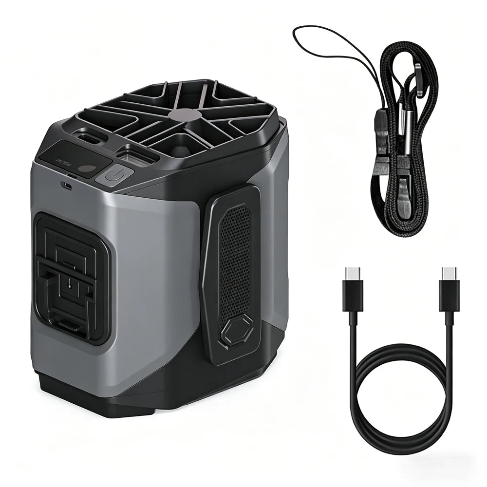 20000mAh Rechargeable Waist Fan Portable Hands Free Mini Fan With Power Bank Flashlight 5 Speeds For Outdoor Activities