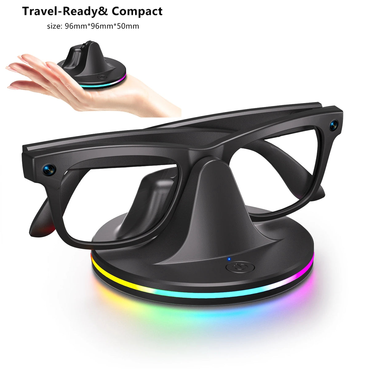 Charger Station for Rayban Meta Smart AI Glasses Wayfarer/Skyler/Headliner Portable Travel RGB Charging Stand with Type C Cable