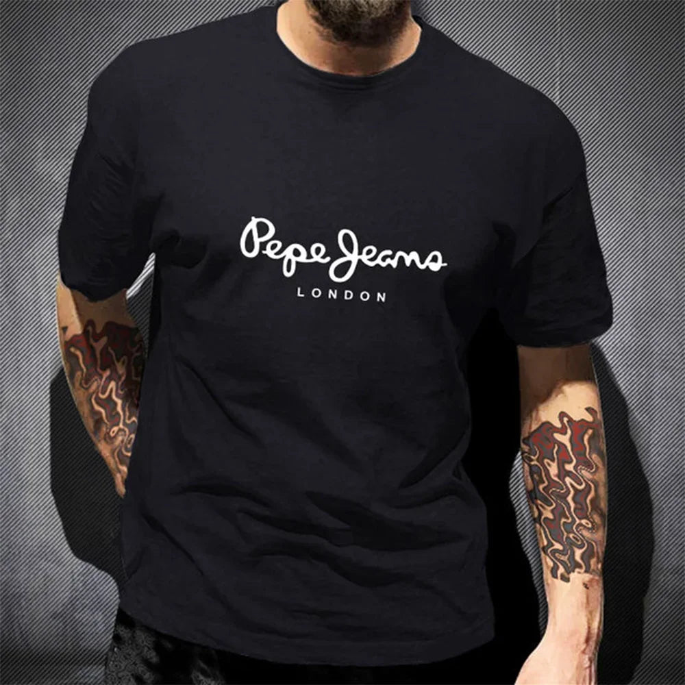 Newest Pepe Jeans London T Shirt Summer Men Short Sleeve Popular Fashion 100%Cotton Tops Trendy Streetwears Tees ClothingY2K