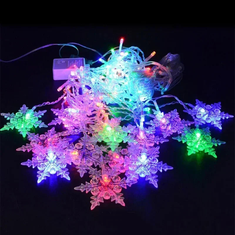 4M 96Led Christmas Home Decor Snowflake String Lights Indoor Christmas Living Room Curtains Decor Christmas Decorations Lights