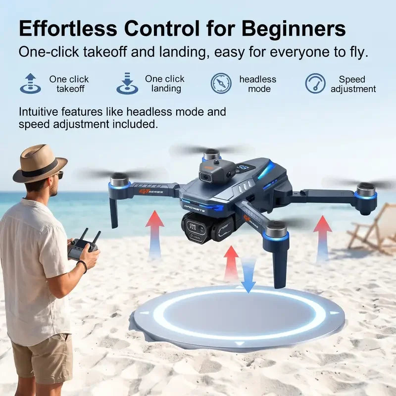 GT8 Drone 8K Ultra HD Dual Cameras 4.3 Inch Screen Remote Control Obstacle Avoidance Optical Flow Brushless Motors Foldable Toys
