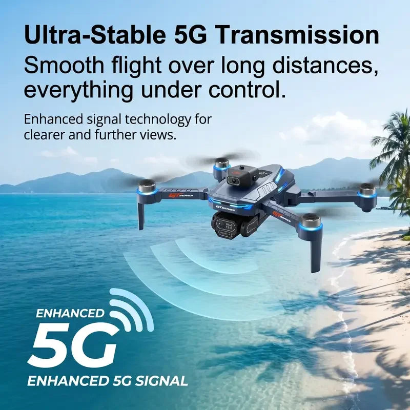 GT8 Drone 8K Ultra HD Dual Cameras 4.3 Inch Screen Remote Control Obstacle Avoidance Optical Flow Brushless Motors Foldable Toys